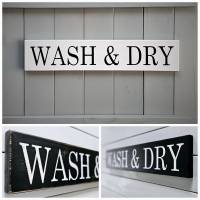 WASH & DRY | Holzschild im amerikanischen Farmhouse-Style für Waschküche | Bauernhaus | Cottage Stil | Laundry