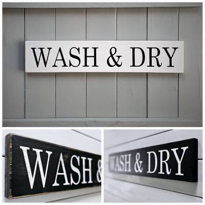 WASH & DRY | Holzschild im amerikanischen Farmhouse-Style für Waschküche | Bauernhaus | Cottage Stil | Laundry