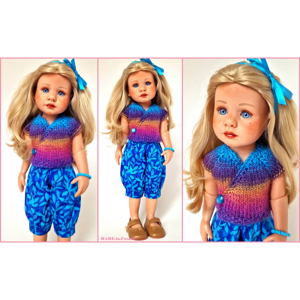 Puppenkleidung 36cm GÖTZ, LOTTA Batik - Türkis Lila Beere , UNIKAT Bild 1