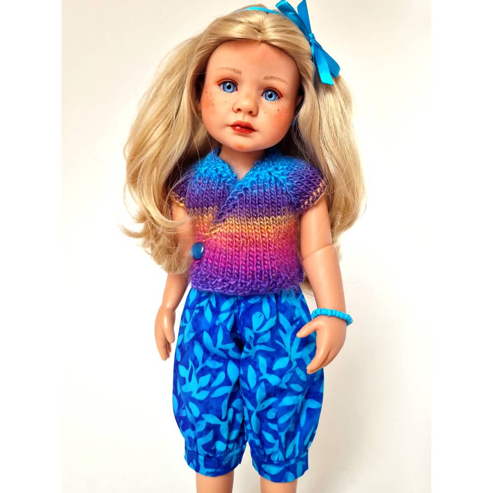 Puppenkleidung 36cm GÖTZ, LOTTA Batik - Türkis Lila Beere , UNIKAT Bild 2