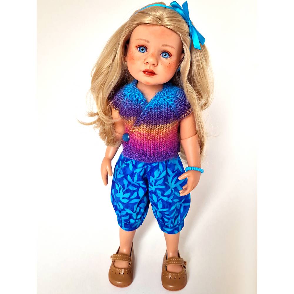 Puppenkleidung 36cm GÖTZ, LOTTA Batik - Türkis Lila Beere , UNIKAT Bild 3
