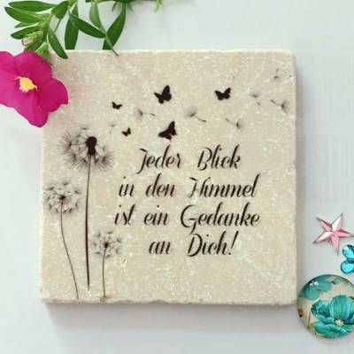 Gedenkstein mit zarter Illustration, Abschied, Trauer