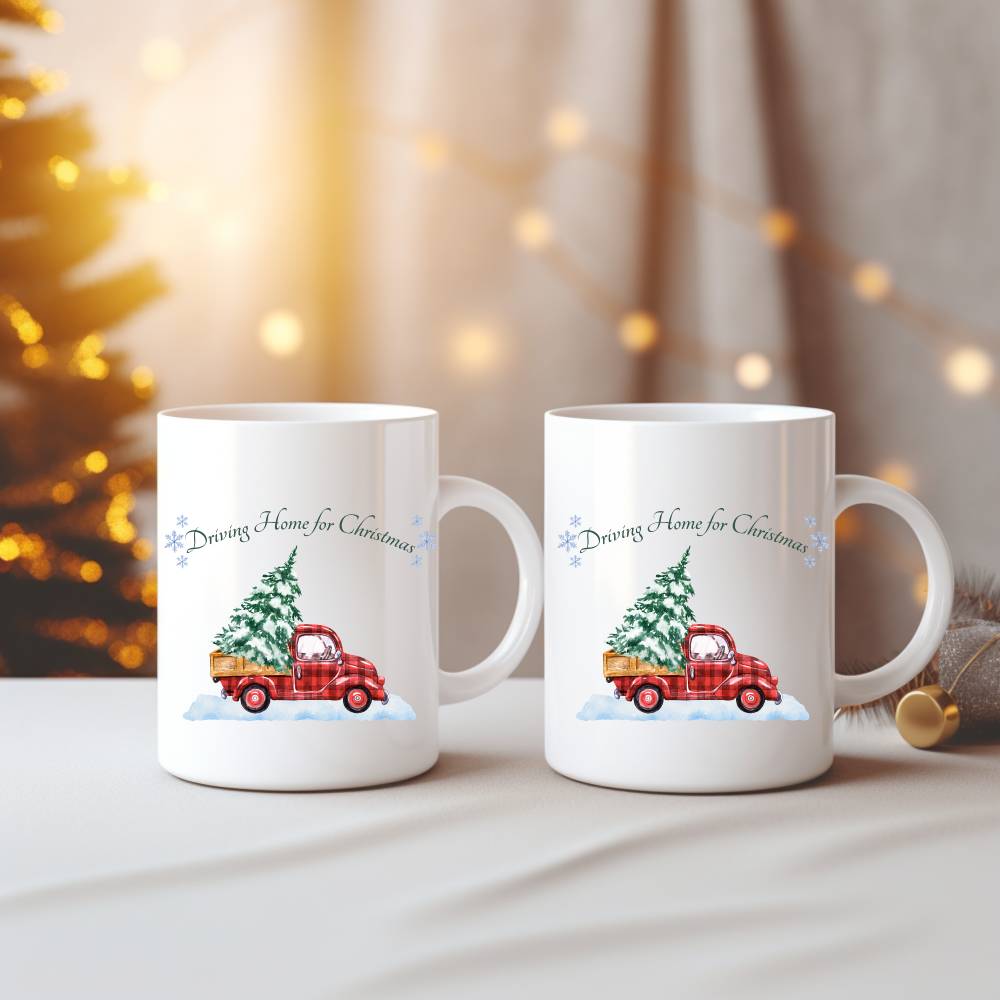 Driving Home for Christmas Tasse, Retro Christmas Tasse, Winter Tasse, Christmas Drink Tasse, Weihnachtsnostalgie