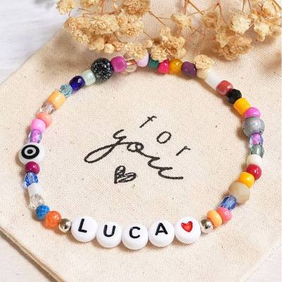 Personalisiertes Armband, Name, Herz, Freundschaftsarmband, Perlenarmband, Namensarmband, Geschenk, Liebe, Freundschaft