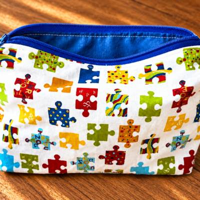 Kosmetiktasche aus Baumwolle | Schminktasche | kleines Spielzeug Täschchen für unterwegs  | Puzzle