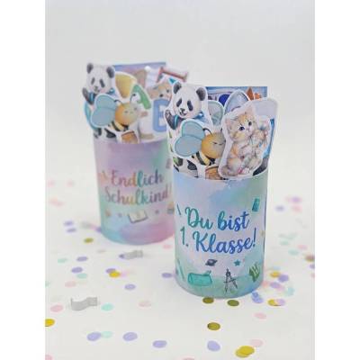 Duplo Banderole Schulkind Blau – PDF Druckvorlage zum Ausdrucken – Geschenk zur Einschulung – 1. Klasse – Geldgeschenk