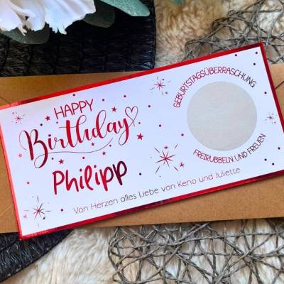 Geburtstagsgutschein zum Rubbeln personalisiert | Gutschein mit Überraschungseffekt zum Geburtstag mit Rubbellos