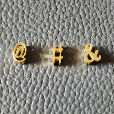Metallperlen Zeichensymbol Edelstahl, vergoldet