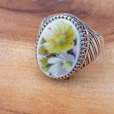 Ring Vintage Porzellan Handmade Unikat