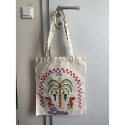 Wunderschöne sommerliche Trage Tasche mit Applikationen, ca 36 x 40 cm, Urlaub