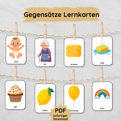 24 Gegensätze Lernkarten für Kinder zum Ausdrucken | Sprachförderung Vorschule & Kindergarten