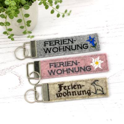 Stickdatei ITH Schlüsselanhänger Ferienwohnung Gams Edelweiß Enzian