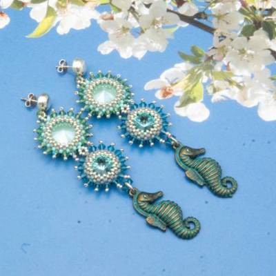 Maritime Ohrringe, Geburtstag, blau türkis, Trend, Sommer Urlaub Ohrstecker, Glasperlenschmuck, Geschenkidee Frau Unikat
