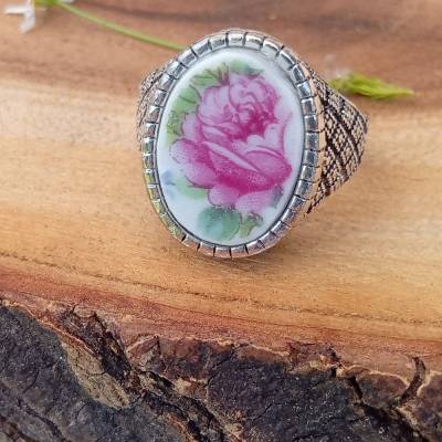 Ring Vintage Porzellan Handmade Unikat