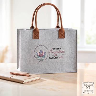 Moderne Shabby Stickdateien Augenblicke – Lotusblüte & Spruch ab 10x10 cm | made by Vina