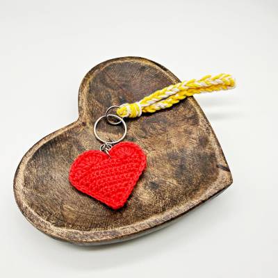 Schlüsselanhänger Herz handgemacht Baumwolle | Geschenk für Herzensmenschen | kleines Dankeschön | Taschenanhänger rot