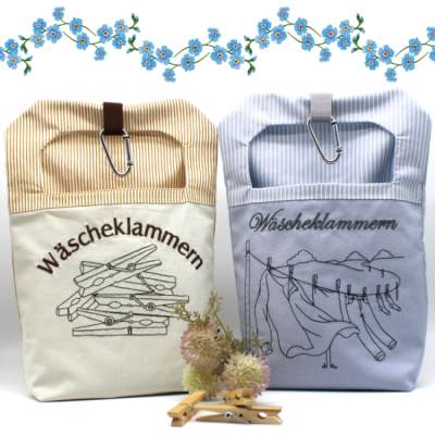 Stickdatei ITH 20x28cm Wäscheklammern Sack Beutel mit blanko Datei