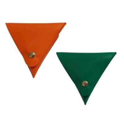 2er-Set Geldbörse Münzbörse Kramtasche Origami aus LKW-Plane in orange/grün
