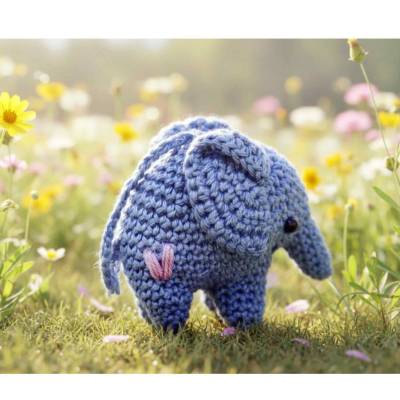 Elefant Schlüsselanhänger gehäkelt, Glücksbringer mit Herz & Geschenk Abschied Kollege, Mutmacher & Taschenanhänger