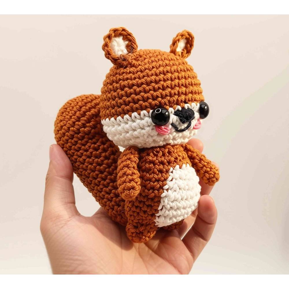 Eichhörnchen Schlüsselanhänger gehäkelt, Glücksbringer & Rucksack Anhänger, Herbstdeko , süßes Geschenk zur Einschulung Bild 2