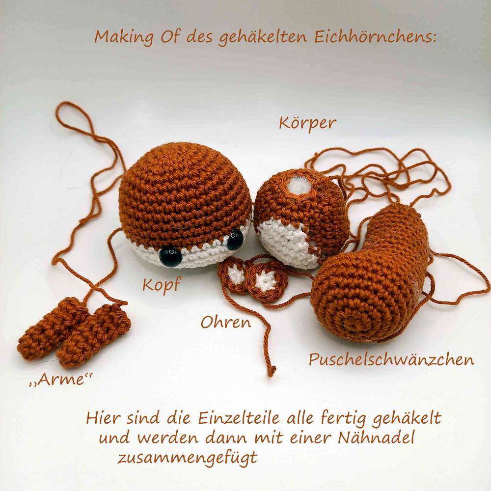 Eichhörnchen Schlüsselanhänger gehäkelt, Glücksbringer & Rucksack Anhänger, Herbstdeko , süßes Geschenk zur Einschulung Bild 4