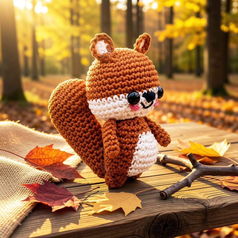 Eichhörnchen Schlüsselanhänger gehäkelt, Glücksbringer & Rucksack Anhänger, Herbstdeko , süßes Geschenk zur Einschulung Bild 5