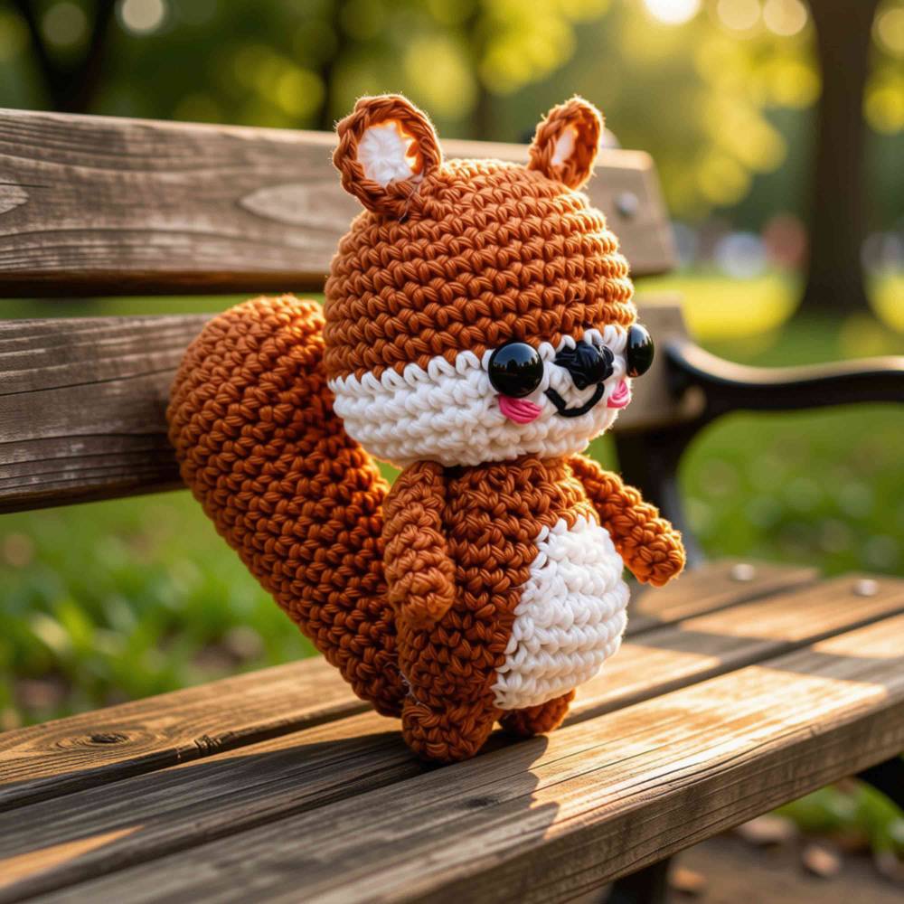 Eichhörnchen Schlüsselanhänger gehäkelt, Glücksbringer & Rucksack Anhänger, Herbstdeko , süßes Geschenk zur Einschulung Bild 6