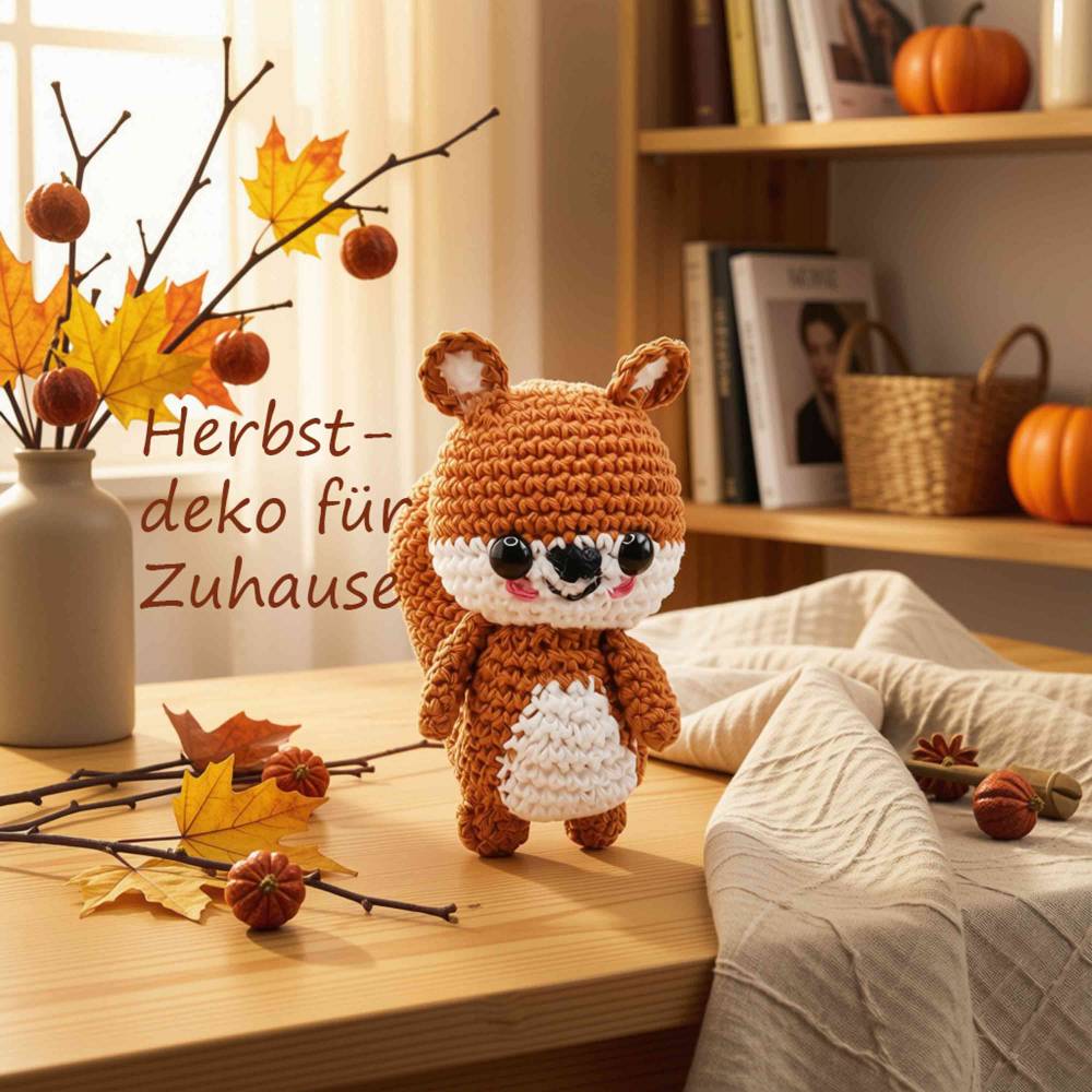 Eichhörnchen Schlüsselanhänger gehäkelt, Glücksbringer & Rucksack Anhänger, Herbstdeko , süßes Geschenk zur Einschulung Bild 7