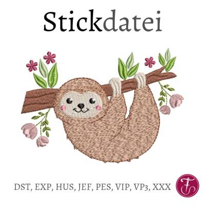 Stickdatei Faultier Vollstick drei Größen