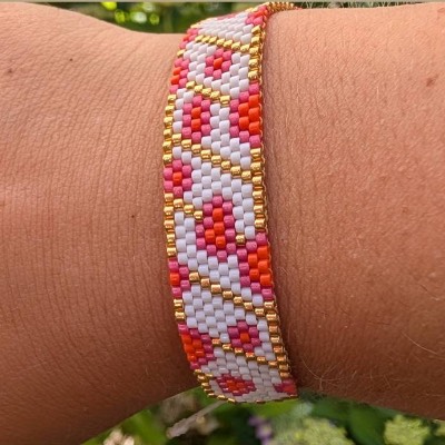 personalisiertes Armband Leo-Muster | Perlenarmband Wunschfarben