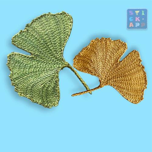 Gingkoblatt - Stickapplikation in Wunschfarben, verschiedenen Größen, zum Aufnähen oder Aufbügeln