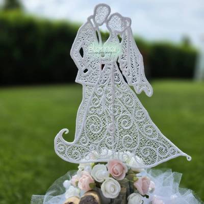 FSL Stickdatei Brautpaar in 18x22 - Freestanding Lace romantisch Geschenk für Hochzeit