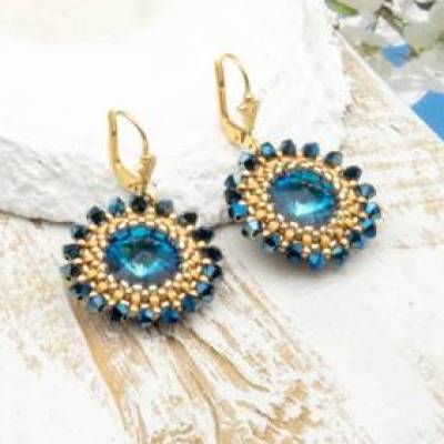 Elegante individuelle Ohrringe blau, Geburtstag, Hochzeit, Ohrhänger, Glasperlenschmuck, Geschenkidee, Unisex, Unikat