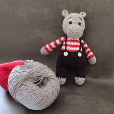 Handgehäkelter Nilpferd/Kuscheltier/Spielzeug
