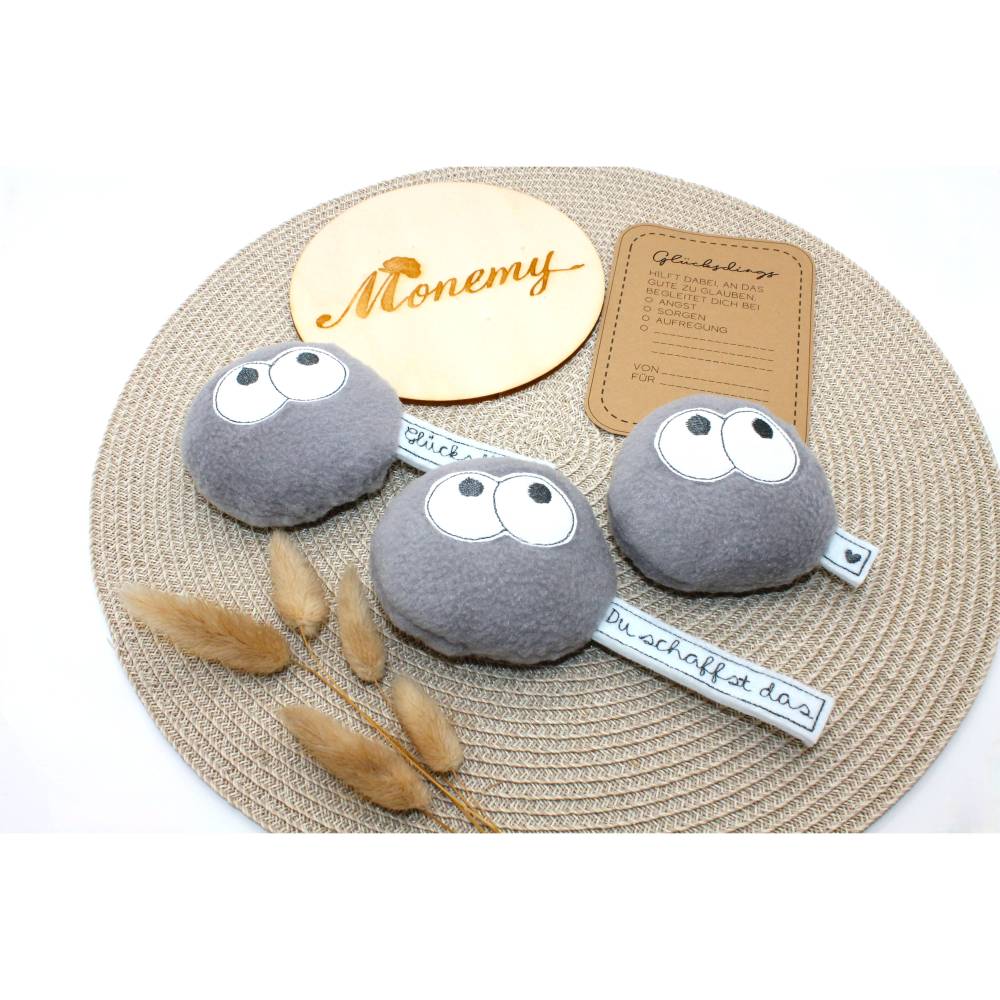 Handgemachtes Glücksdings aus Fleece - Glücksbringer & Glücksstein mit Botschaft und Geschenkkarte Bild 3