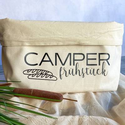 Utensilo Camper Frühstück | Geschenk für Camper | Brötchenkorb aus Baumwolle | Camping | 2 Größen