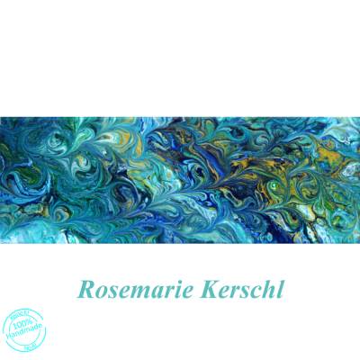Pouring Unikat Acrylbild Ozean 20 x 60 cm – Modernes handgemaltes Wandbild für ihr Zuhause