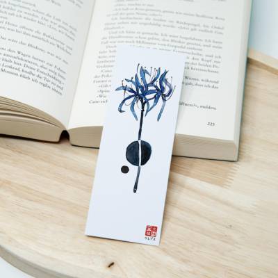 Papier Lesezeichen, Japan Enso blaue Spinnenlilie | Aquarell Zeichnung