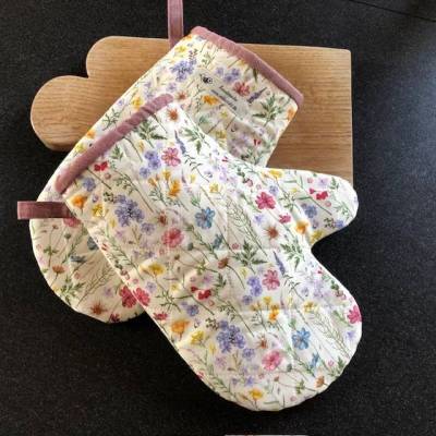 Ofenhandschuhe Blumen mit wärmeisoliertem Vlies
