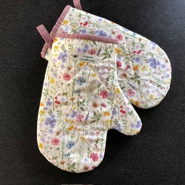 Ofenhandschuhe Blumen mit wärmeisoliertem Vlies Bild 2