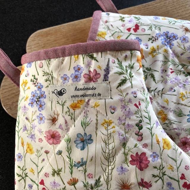 Ofenhandschuhe Blumen mit wärmeisoliertem Vlies Bild 5