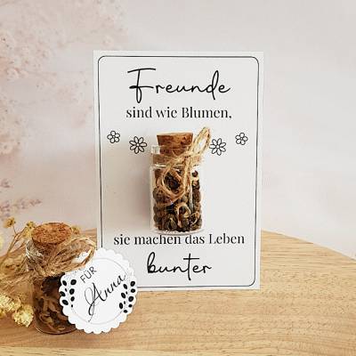 Freunde Geschenk personalisierbar Karte mit Blumensamen, Mut machen Neuanfang Dankeschön, kleine Aufmerksamkeit 