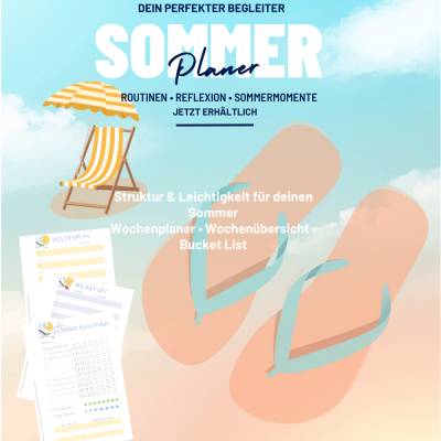 Wochenplaner Sommer PDF | Undatierter Wochenplan A5/A4 | 3‑seitiger druckbarer Planer | Sommer Wochenübersicht Vorlage |