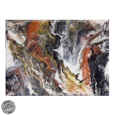 Marmor Pouring Unikat Acrylbild 13 x 18 cm – Handgemaltes Kunstwerk mit Metallic-Effekt