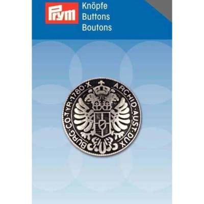 Prym Knopf mit Öse Metall, Wappen, silber/schwarz Durchmesser 28mm