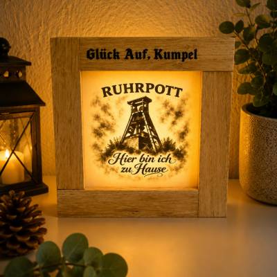LED Lichtbox „Ruhrpott – Hier bin ich zu Hause“ | Glück Auf, Kumpel