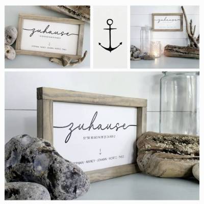 ZUHAUSE | personalisierbares Holzschild im amerikanischen Farmhouse-Style