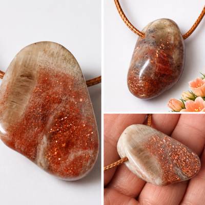 Sonnenstein, Sunstone, Arusha-Sonnenstein, Rarität, Sonnensteinanhänger, Glitzerstein