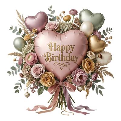 Happy Birthday Ballon PNG – Vintage Romance, Geburtstag Clipart, Design edle Geburtstagskarte, Geburtstagsparty 