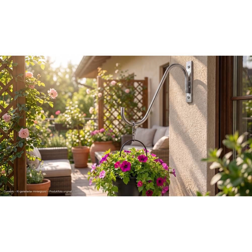 Blumenampelhaken Edelstahl V2A | Wandhalter für Blumenampeln & Laternen | rostfrei & wetterfest | Handgefertigt